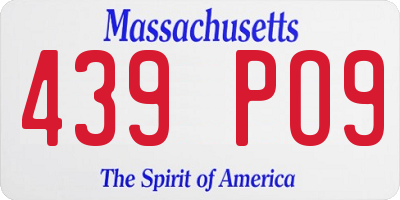 MA license plate 439PO9
