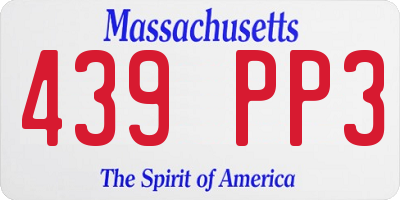 MA license plate 439PP3