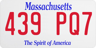 MA license plate 439PQ7