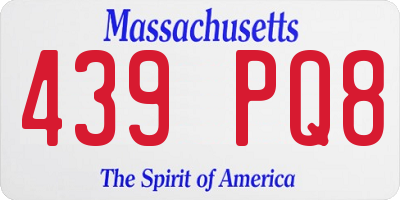 MA license plate 439PQ8