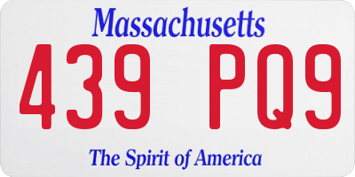 MA license plate 439PQ9