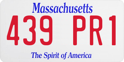 MA license plate 439PR1