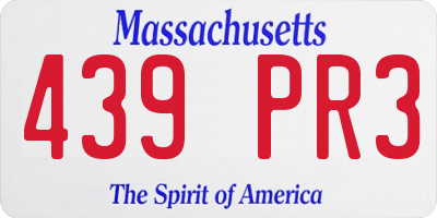 MA license plate 439PR3