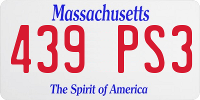 MA license plate 439PS3