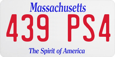 MA license plate 439PS4