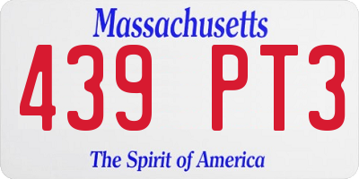 MA license plate 439PT3