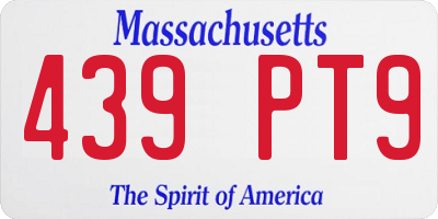 MA license plate 439PT9