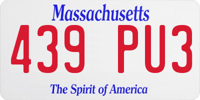 MA license plate 439PU3
