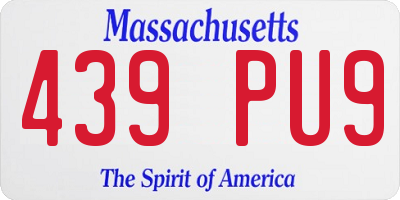 MA license plate 439PU9