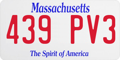 MA license plate 439PV3