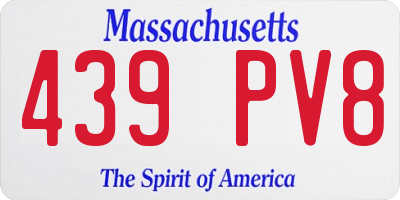MA license plate 439PV8