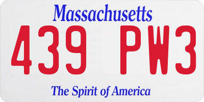 MA license plate 439PW3