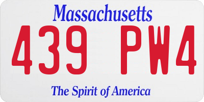 MA license plate 439PW4