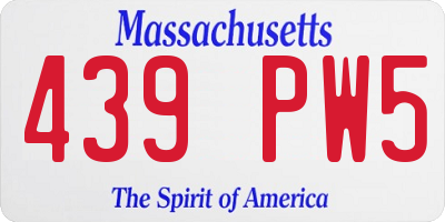 MA license plate 439PW5