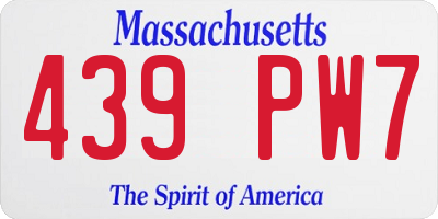 MA license plate 439PW7