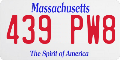 MA license plate 439PW8
