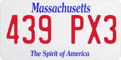 MA license plate 439PX3