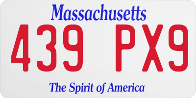 MA license plate 439PX9