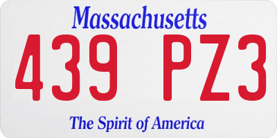 MA license plate 439PZ3