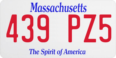 MA license plate 439PZ5