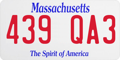 MA license plate 439QA3