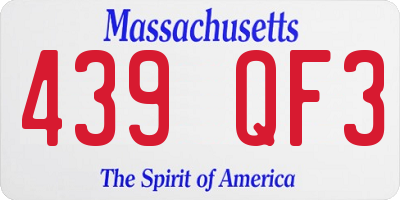 MA license plate 439QF3