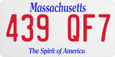 MA license plate 439QF7