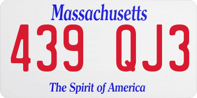 MA license plate 439QJ3