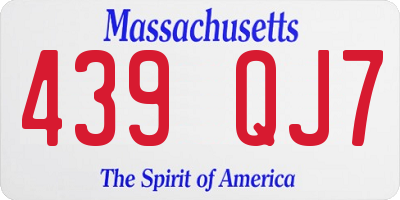 MA license plate 439QJ7