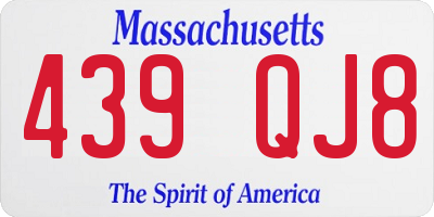MA license plate 439QJ8