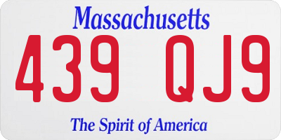 MA license plate 439QJ9
