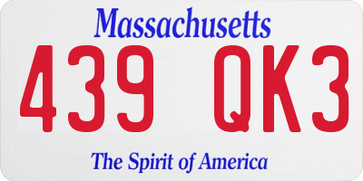MA license plate 439QK3