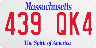 MA license plate 439QK4