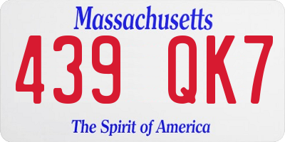 MA license plate 439QK7