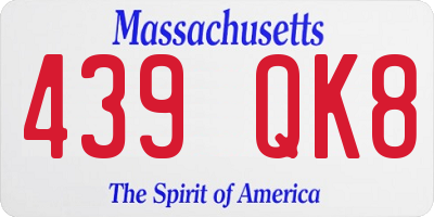 MA license plate 439QK8