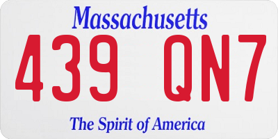 MA license plate 439QN7
