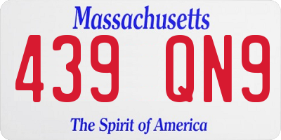 MA license plate 439QN9