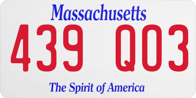 MA license plate 439QO3