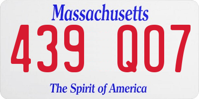 MA license plate 439QO7