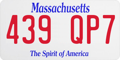 MA license plate 439QP7
