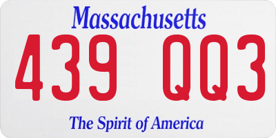 MA license plate 439QQ3
