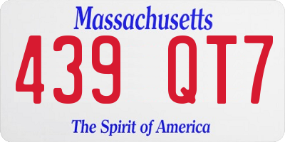MA license plate 439QT7