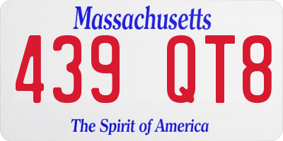 MA license plate 439QT8