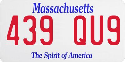 MA license plate 439QU9