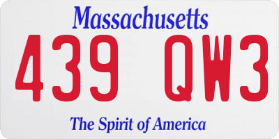 MA license plate 439QW3