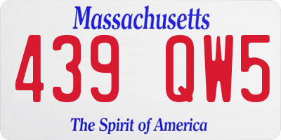MA license plate 439QW5