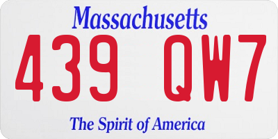 MA license plate 439QW7