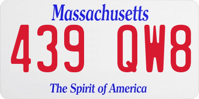 MA license plate 439QW8