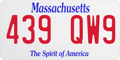 MA license plate 439QW9