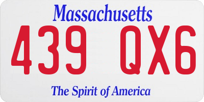 MA license plate 439QX6